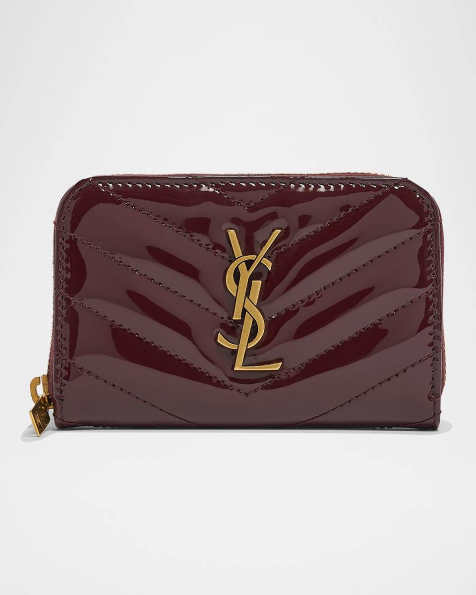 YSL Coin Wallet in Quilted Patent Leather
